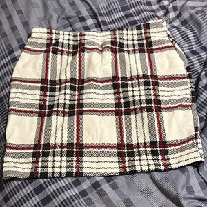 SHEIN Plaid Mini Skirt in Black, White, and Red